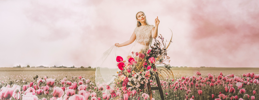 MEHOFOND Foto-Hintergrund 2,1x1,5 M – Lila/weiße Zauberin-Blume – Für Portrait, Geburtstag, Hochzeit